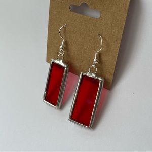 Hand Made Stained Glass Earrings - Sterling silver hook